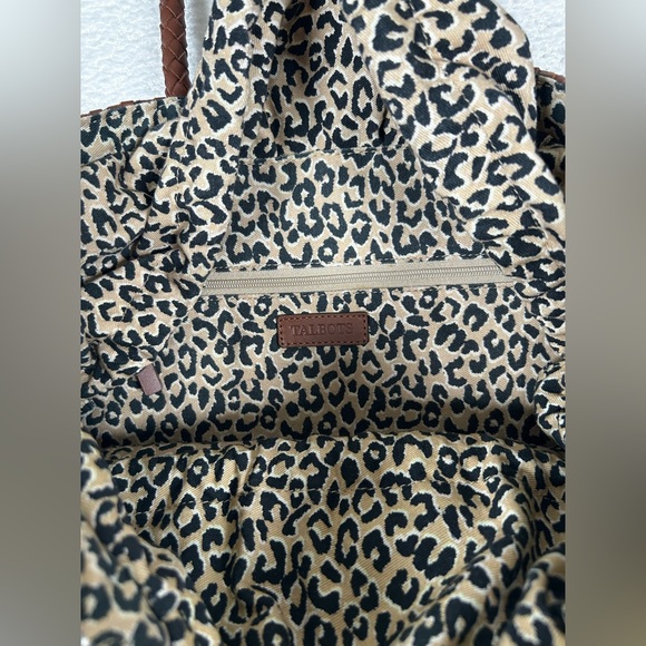 Talbots Woven Leather Tote Bag 100% Cotton Lining with Drawstring - Picture 2 of 14